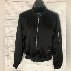 Black womens cropped bomber jacket